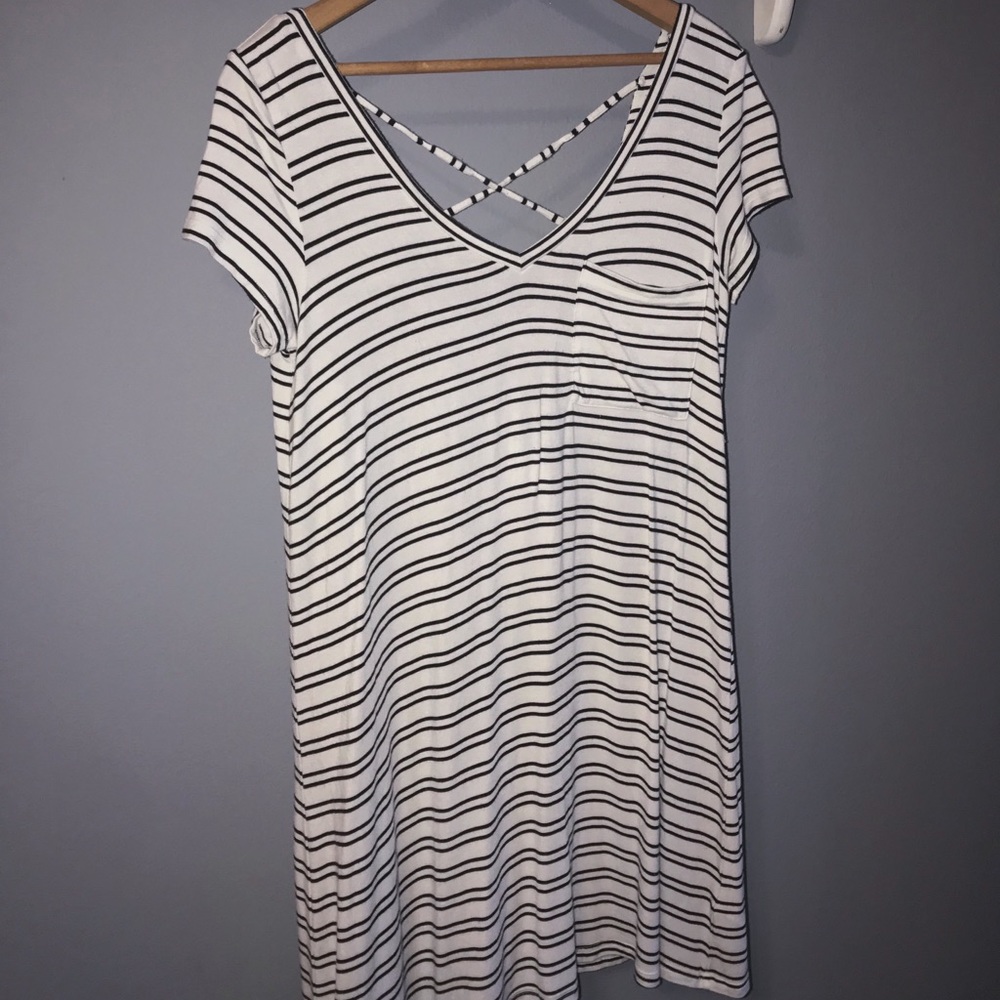 T-Shirt Dress, Black and White Striped.